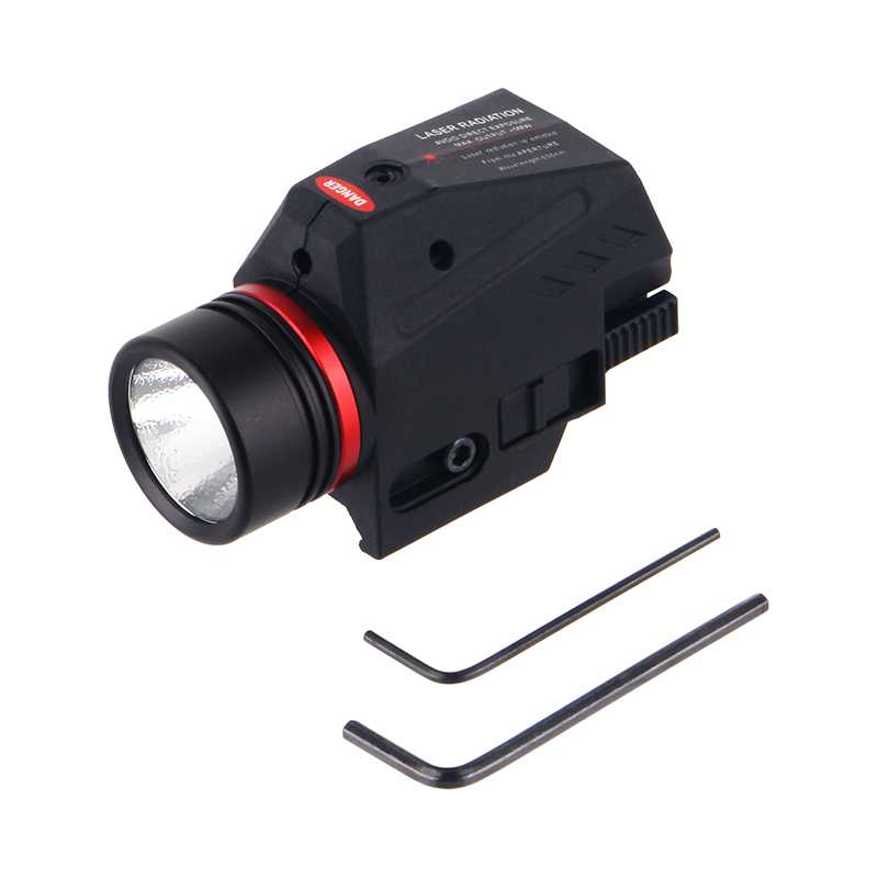 Tactical 150 lumens Red Laser White LED Flashlight Rail Mounted