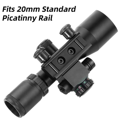 2.5-10X40ER ILLUMINATED RIFLESCOPE WITH RED LASER SCOPE HUNTING SCOPE - OPTICREV