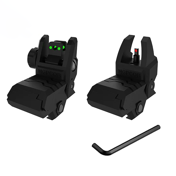 TS1 Flip up Battle Iron Sights Front and Rear Sights For Picatinny Rail（With optical fiber）