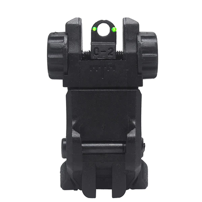 TS2 Polymer Black Fiber Optics Iron Sights Flip-up Front and Rear Sights with Red and Green Dots Fit Picatinny Weaver Rails