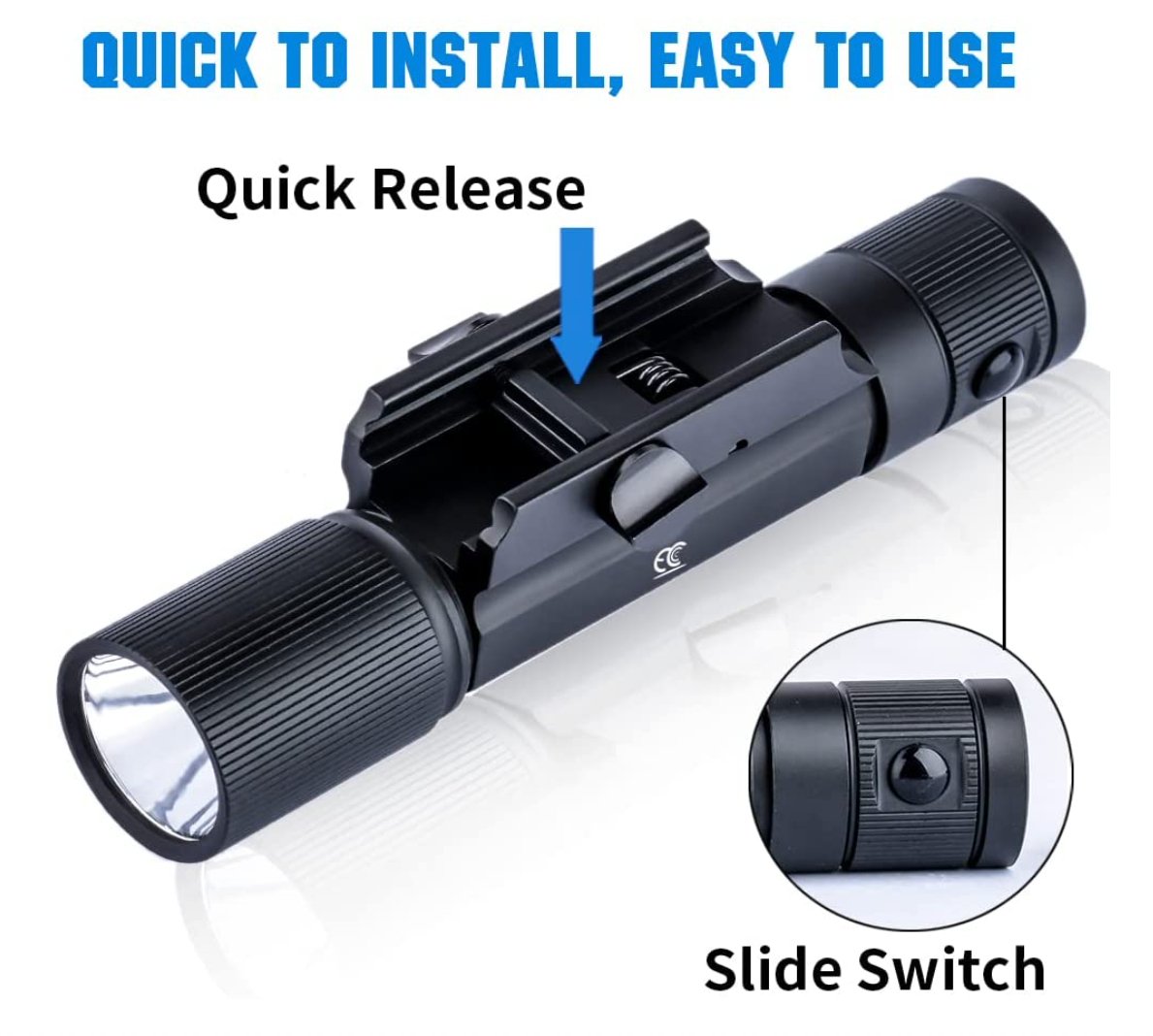 CREE RAIL MOUNTED FLASHLIGHT WITH PRESSURE SWITCH (500 LUMENS) - OPTICREV